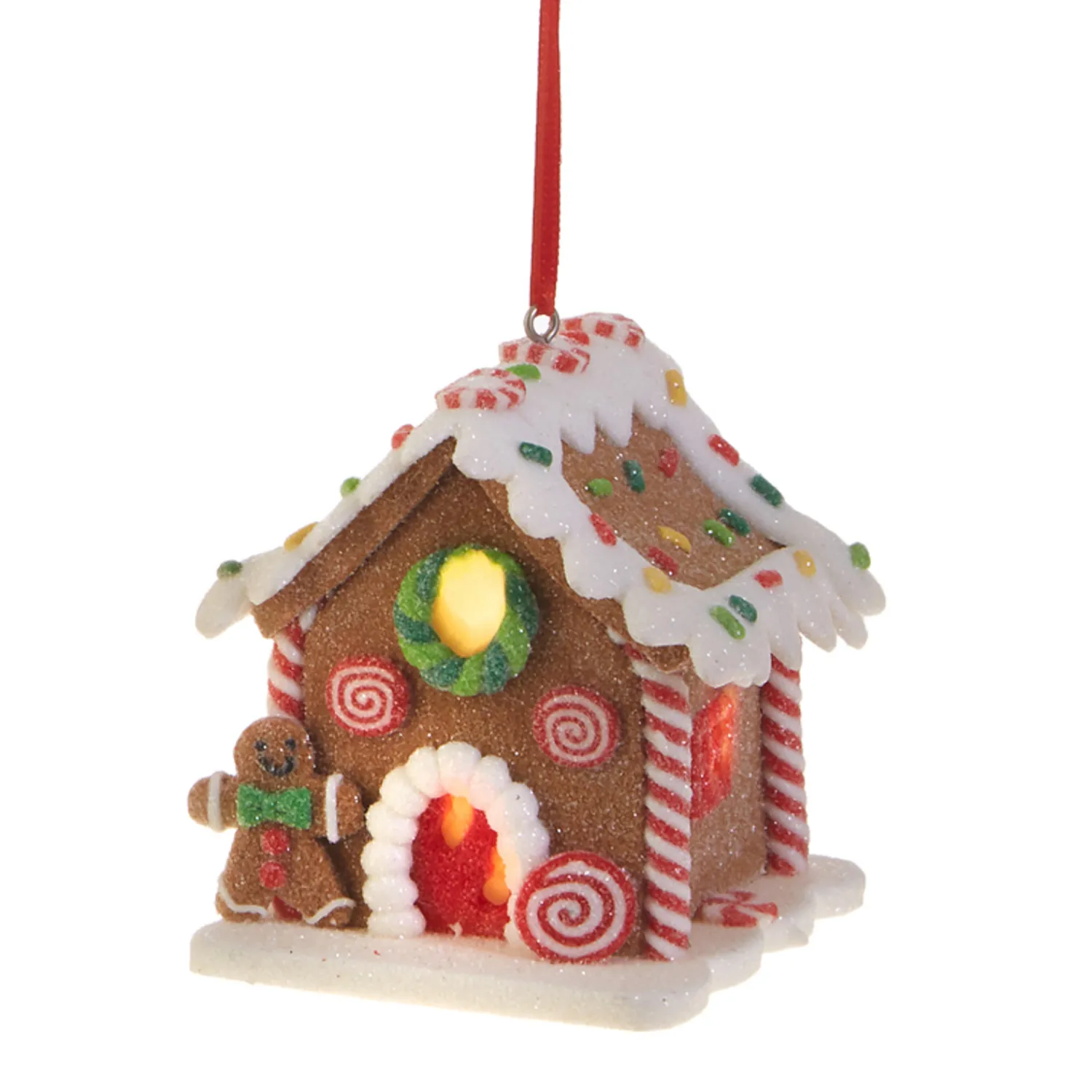 Discount The Jolly Christmas Shop Raz 3.25" LED Lighted Claydough Gingerbread House Christmas Ornament 3815534