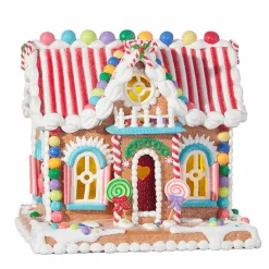 Hot The Jolly Christmas Shop Raz 11" LED Lighted Rainbow Candy Christmas Gingerbread House 4019083