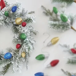 Outlet The Jolly Christmas Shop Raz 22" Light Bulb And Snowy Pine Christmas Wreath W4206875