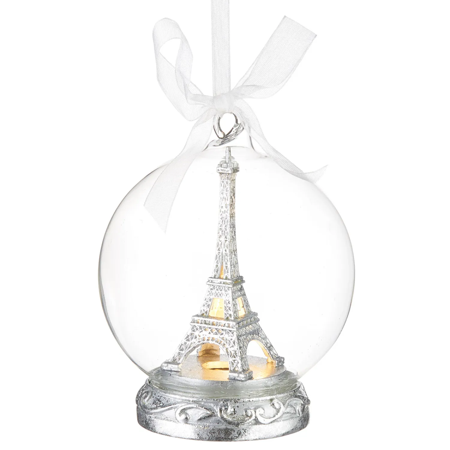 Hot The Jolly Christmas Shop Raz 5" Lighted Eiffel Tower Globe Glass Christmas Ornament 4220019
