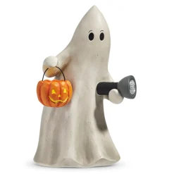 New The Jolly Christmas Shop Raz 10" Lighted Ghost With Flashlight Halloween Decoration 4420452