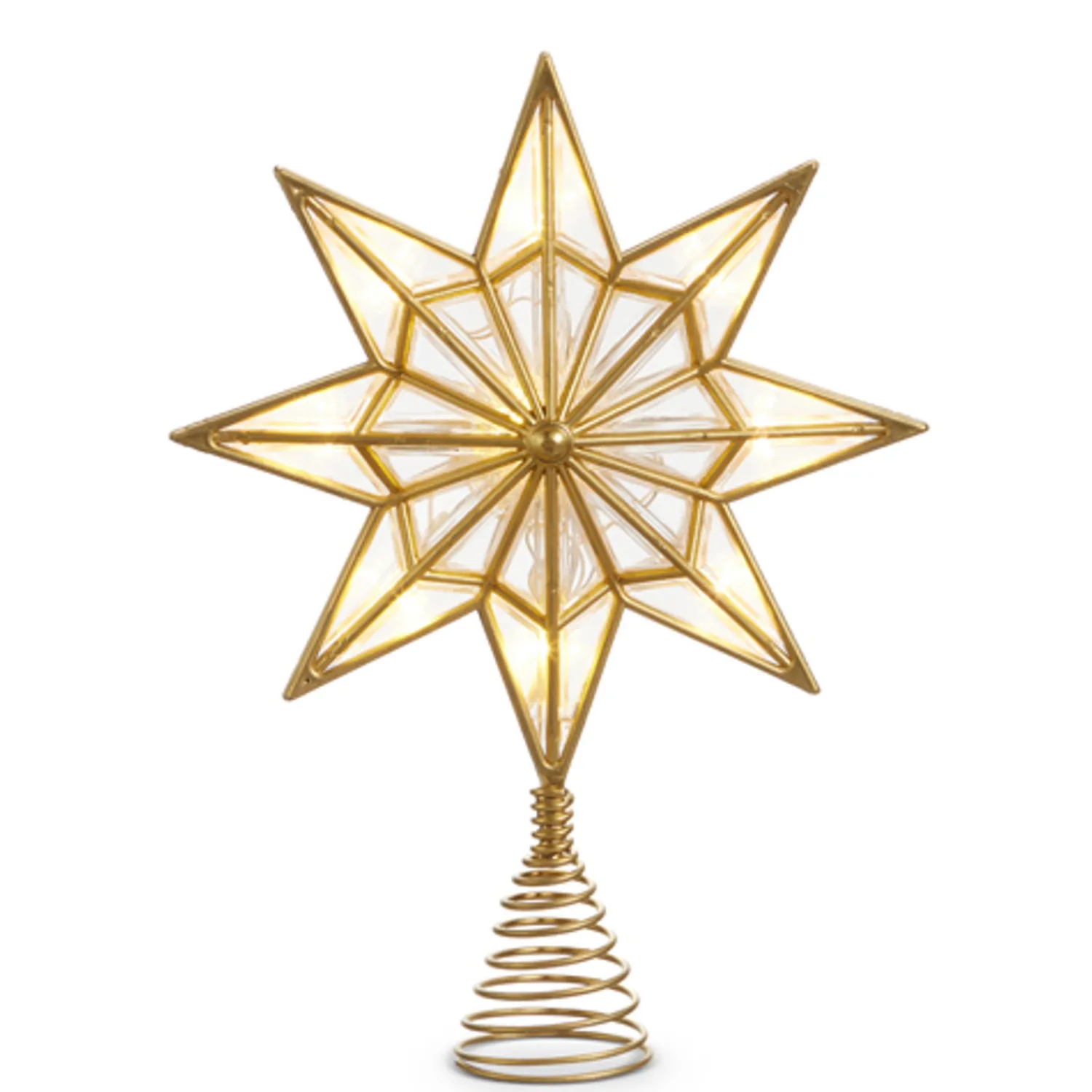 Discount The Jolly Christmas Shop Raz 12.5" Lighted Gold Star Christmas Tree Topper Battery Operated 4416222