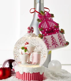 Hot The Jolly Christmas Shop Raz 5" Lighted Peppermint Cocktail Cupcake With Swirling Glitter Christmas Snow Globe 4400768