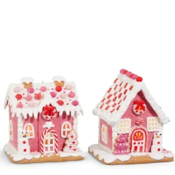 Outlet The Jolly Christmas Shop Raz 5.5" Lighted Pink Gingerbread House Christmas Ornament 4416250