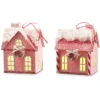 Clearance The Jolly Christmas Shop Raz 5" Lighted Pink House Christmas Ornament 4319069