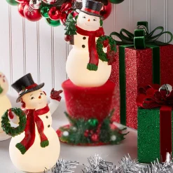 Sale The Jolly Christmas Shop Raz 8" Lighted Retro Snowmen Set Of 2 Christmas Figures 4412156