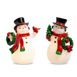 Sale The Jolly Christmas Shop Raz 8" Lighted Retro Snowmen Set Of 2 Christmas Figures 4412156