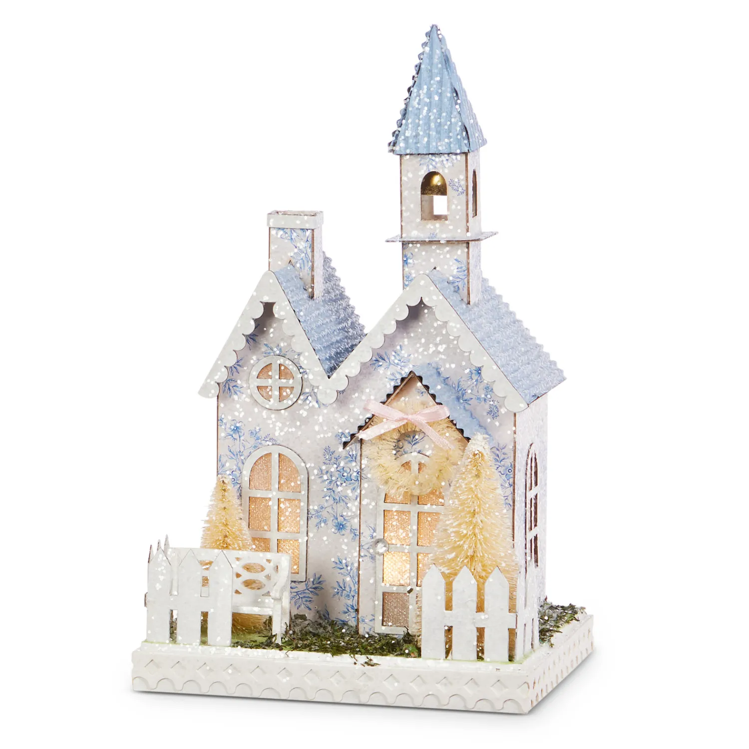 Discount The Jolly Christmas Shop Raz Lighted White With Blue Delft Floral Easter House Or Church