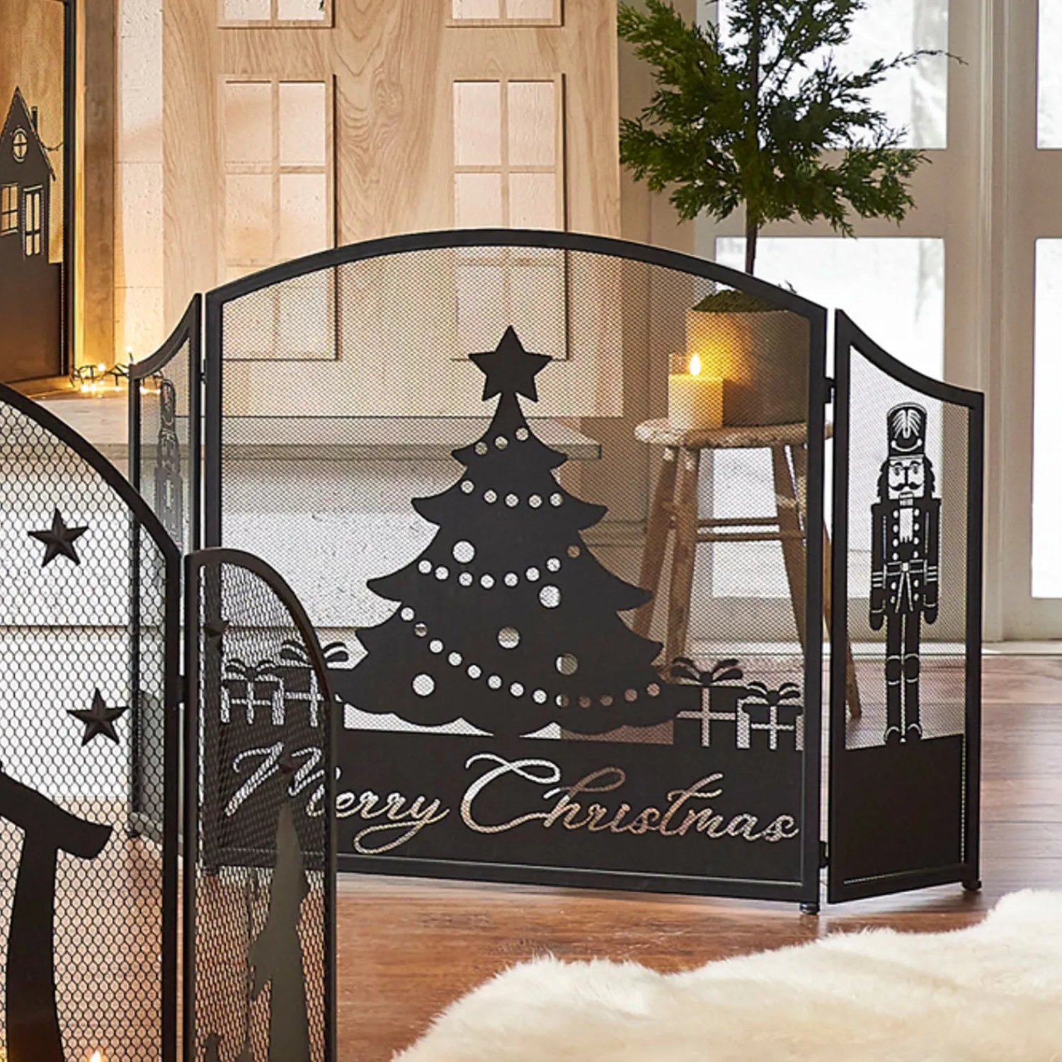 Online The Jolly Christmas Shop Raz 48" Merry Christmas Fireplace Screen Christmas Decoration 4317034