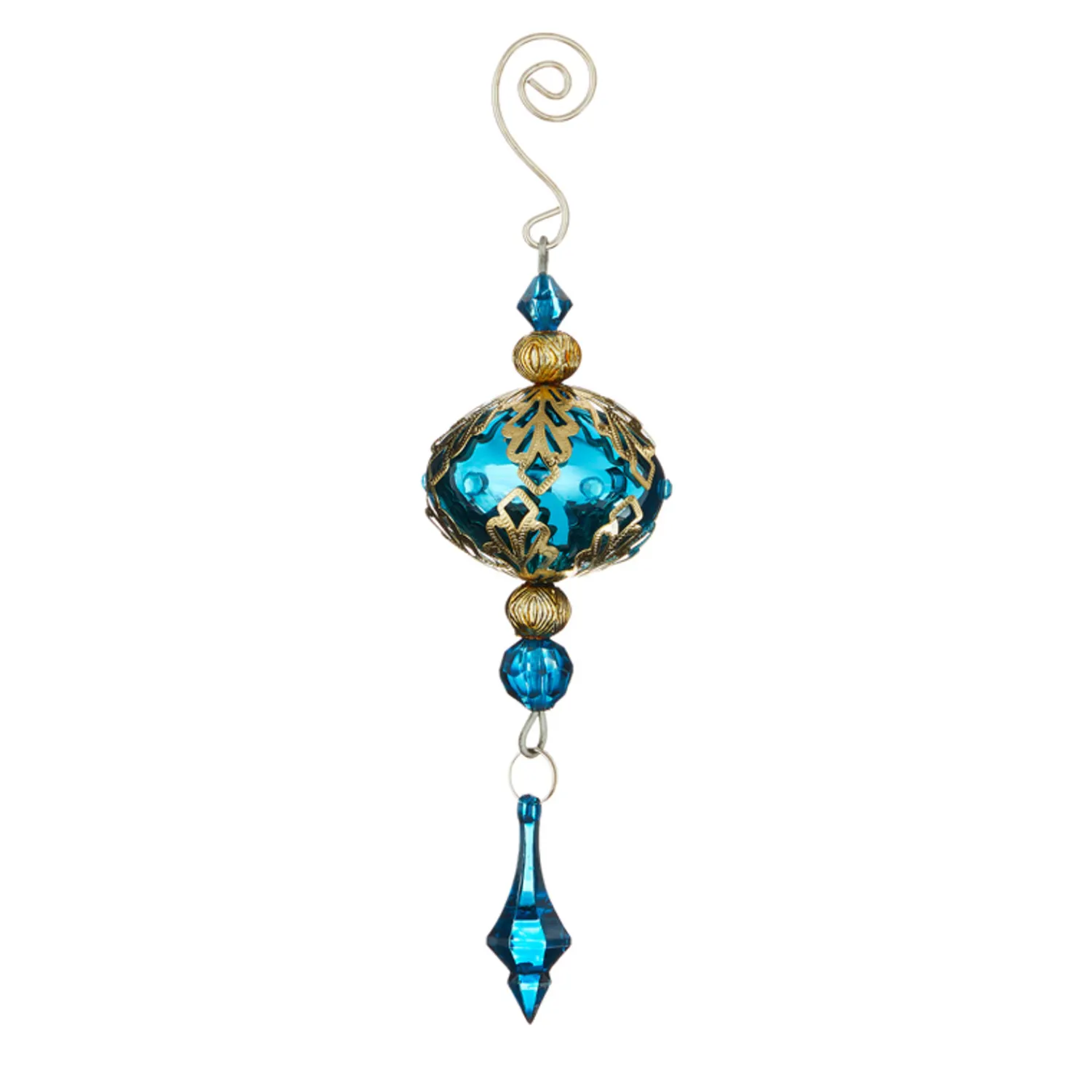 Discount The Jolly Christmas Shop Raz 8" Metal Filigree With Drop Glass Christmas Ornament 4122811
