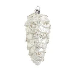 Online The Jolly Christmas Shop Raz 5" Metallic White Pinecone Glass Christmas Ornament 4422893