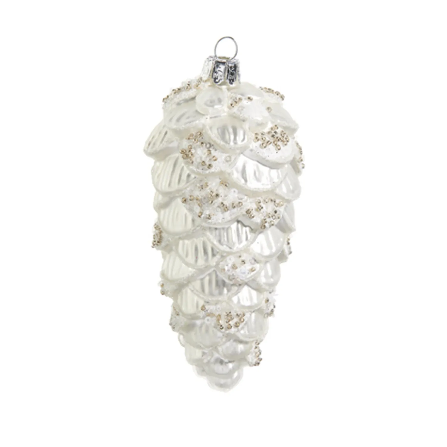 Online The Jolly Christmas Shop Raz 5" Metallic White Pinecone Glass Christmas Ornament 4422893