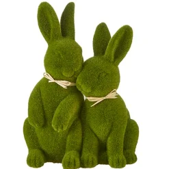 Clearance The Jolly Christmas Shop Raz 11" Moss Rabbit Couple Easter Decoration 4210159