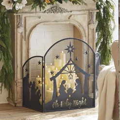 Outlet The Jolly Christmas Shop Raz 48" Nativity Metal Fire Place Screen Christmas Decoration 4228936