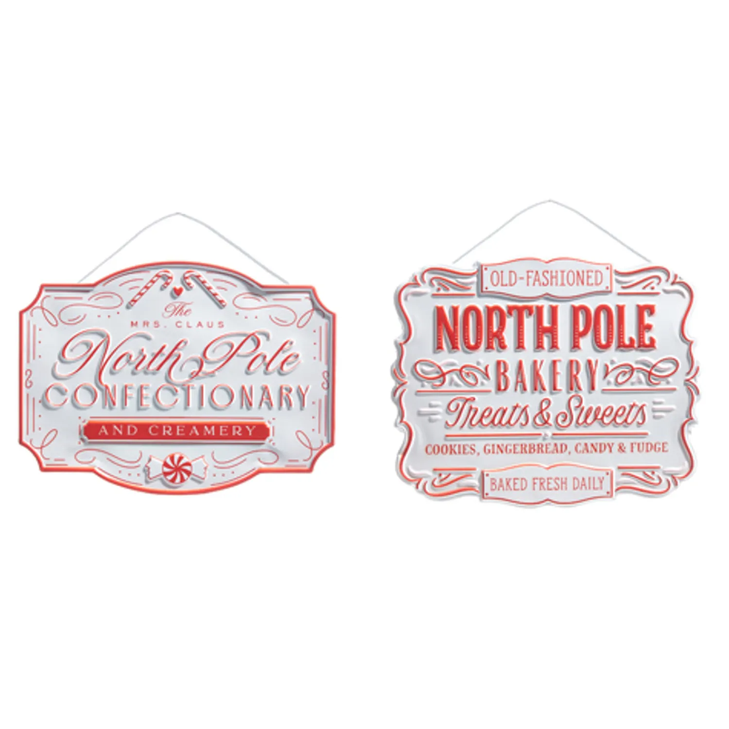New The Jolly Christmas Shop Raz 12" North Pole Confectionary And Bakery Ornament Sign Set 4359031