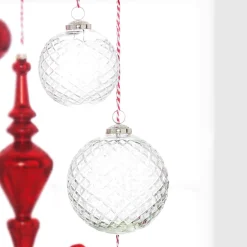 Outlet The Jolly Christmas Shop Raz 4" Or 5" Clear Diamond Cut Ball Glass Christmas Ornament