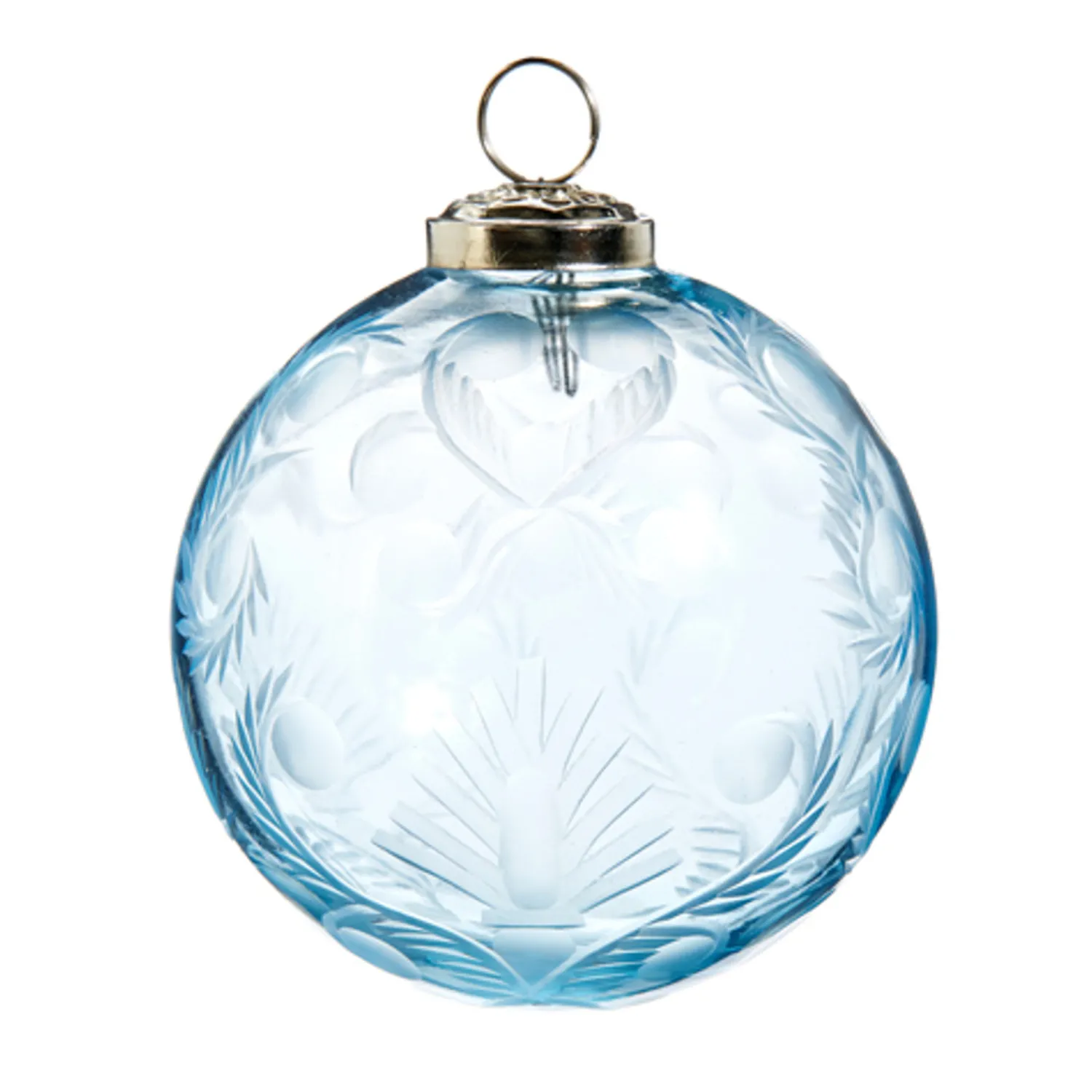 New The Jolly Christmas Shop Raz 3" Or 4" Etched Blue Glass Ball Christmas Ornament
