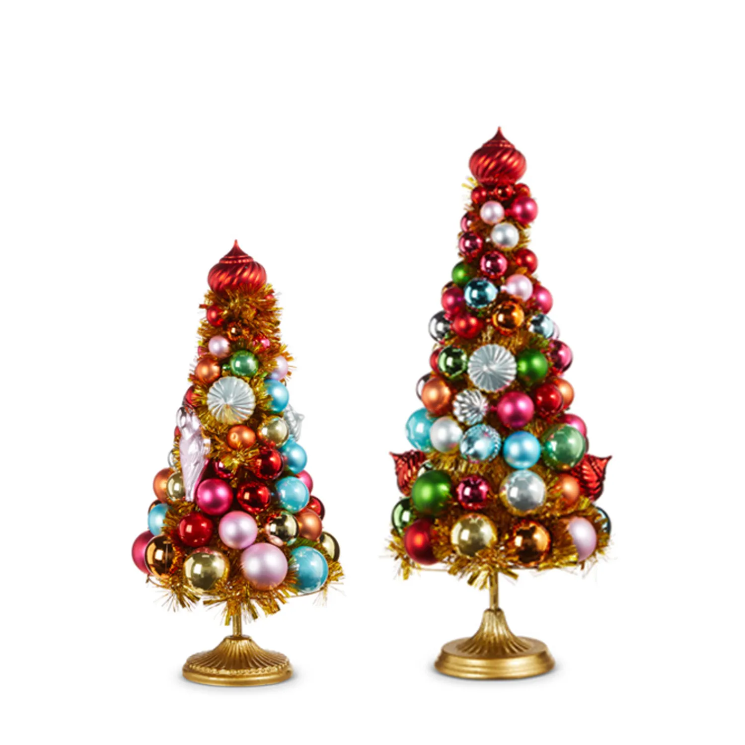 Hot The Jolly Christmas Shop Raz 18" Or 21" Gold Tinsel And Multicolor Ornament Christmas Tree