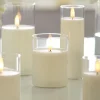 The Jolly Christmas Shop Raz 6" Or 8" Ivory Pillar Battery Operated Flickering Candle In Clear Glass