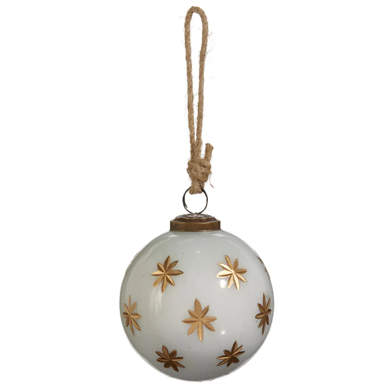 New The Jolly Christmas Shop Raz 3" Or 4" Ivory With Gold Star Etched Glass Ball Christmas Ornament