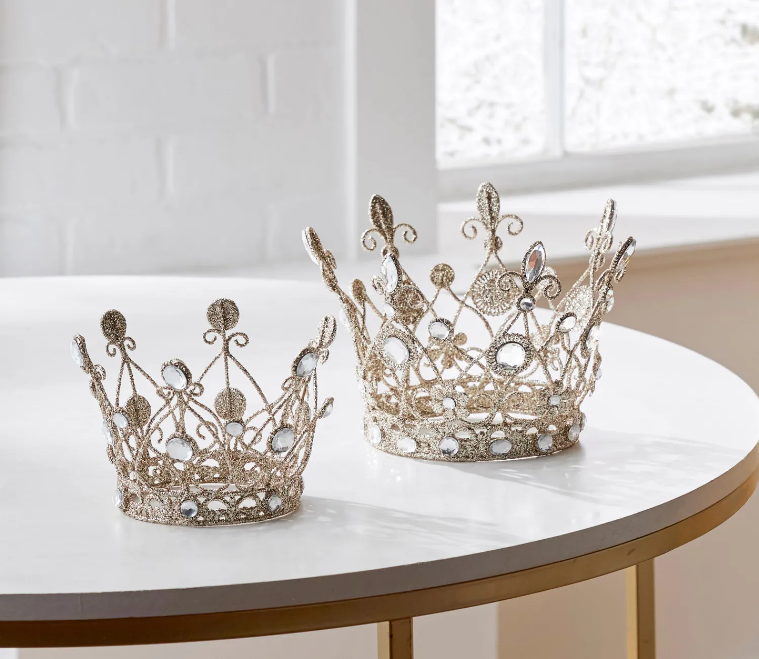 New The Jolly Christmas Shop Raz 6.5" Or 7.5" Jeweled Antique Crown With Gold Glitter Christmas Decoration