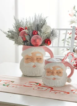 Best The Jolly Christmas Shop Raz 7.5" Or 8" Large Pink Santa Christmas Container Mug