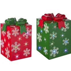 Best The Jolly Christmas Shop Raz 14.25" Or 21" Lighted LED Red Or Green Present Christmas Decorations