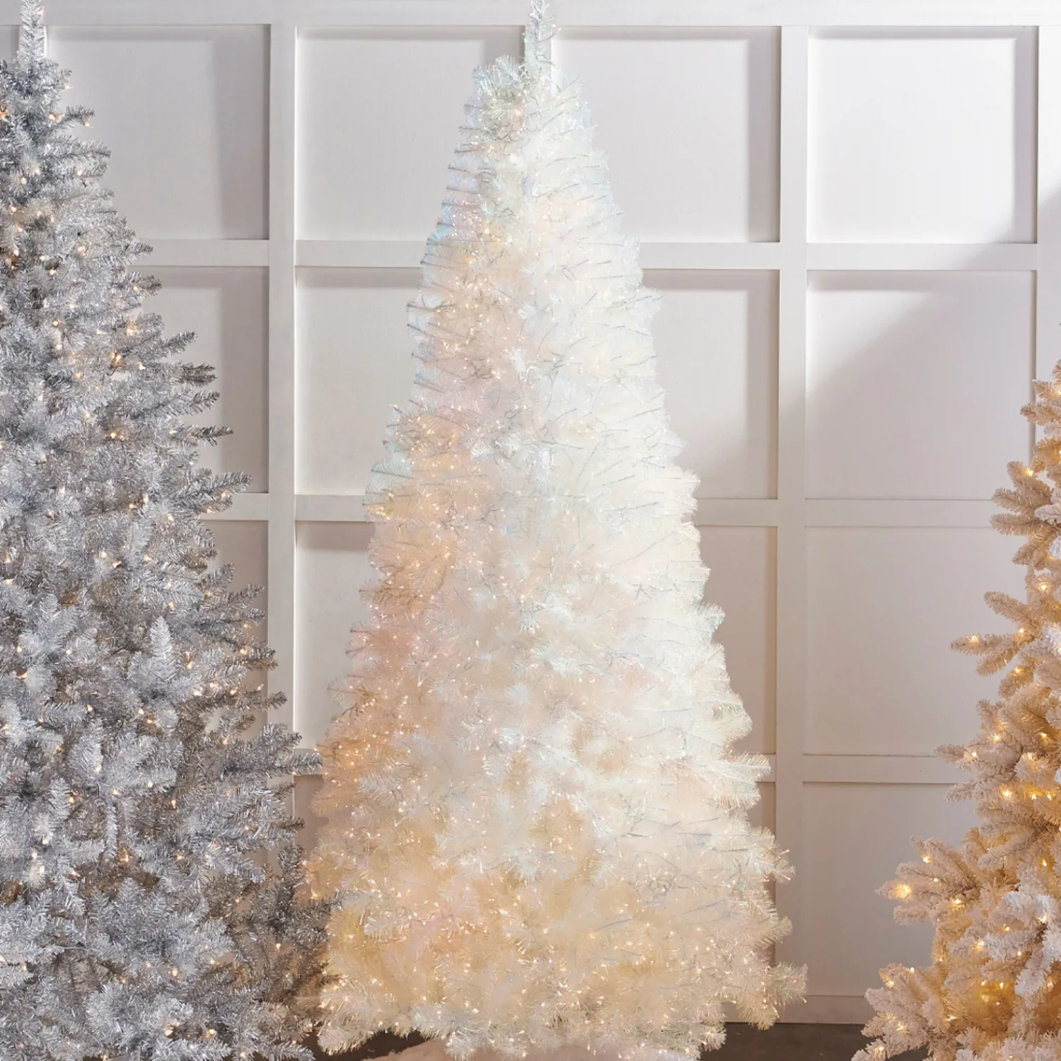 Discount The Jolly Christmas Shop Raz 7.5' Or 9' O Tannenbaum Crystal Iridescent White Pine Christmas Tree With Cluster LED Lights