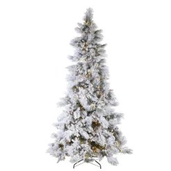 New The Jolly Christmas Shop Raz 7.5' Or 9' Pre Lit Flocked Pine Christmas Tree