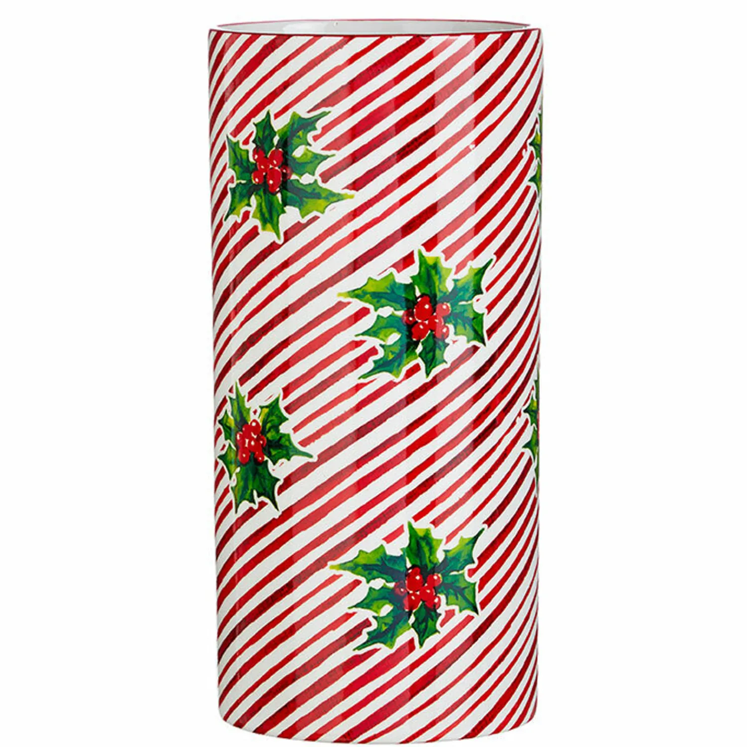 Online The Jolly Christmas Shop Raz 5.75" Or 12" Red And White Striped Holly Berry Christmas Container