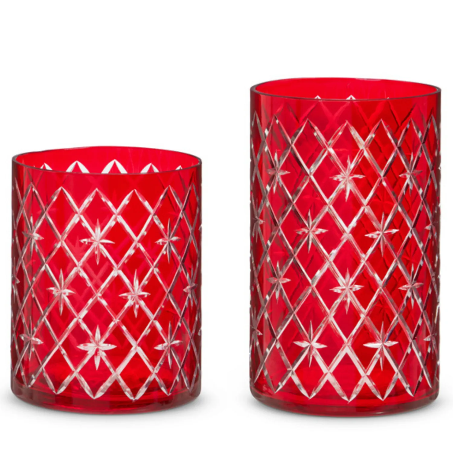 The Jolly Christmas Shop Raz 6.25" Or 8.5" Red Etched Christmas Container Or Candle Holder