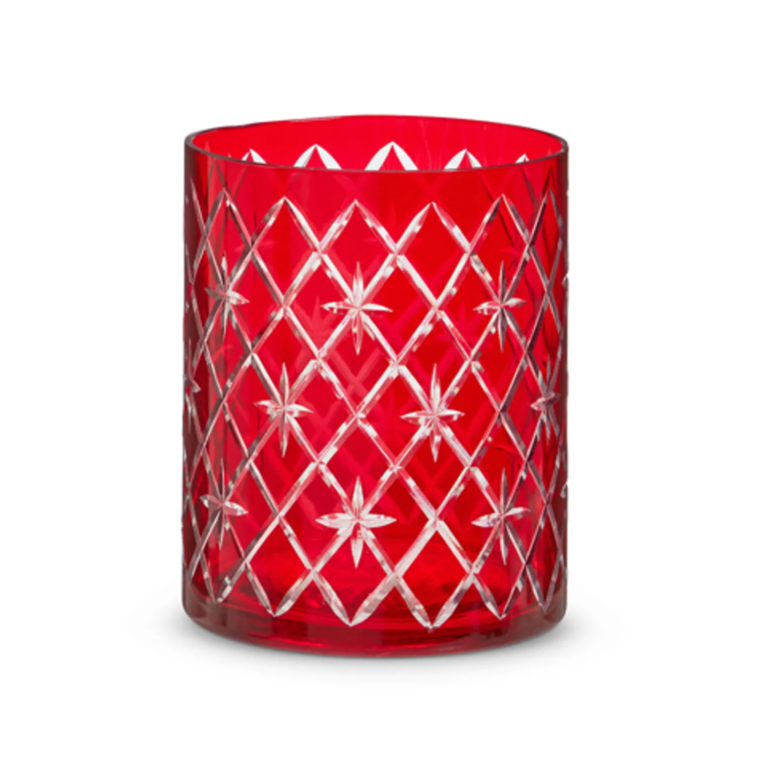 The Jolly Christmas Shop Raz 6.25" Or 8.5" Red Etched Christmas Container Or Candle Holder