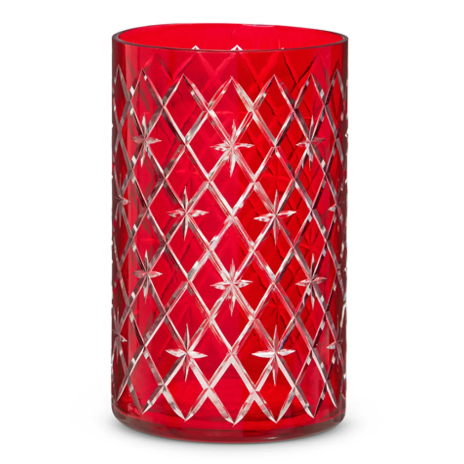 The Jolly Christmas Shop Raz 6.25" Or 8.5" Red Etched Christmas Container Or Candle Holder
