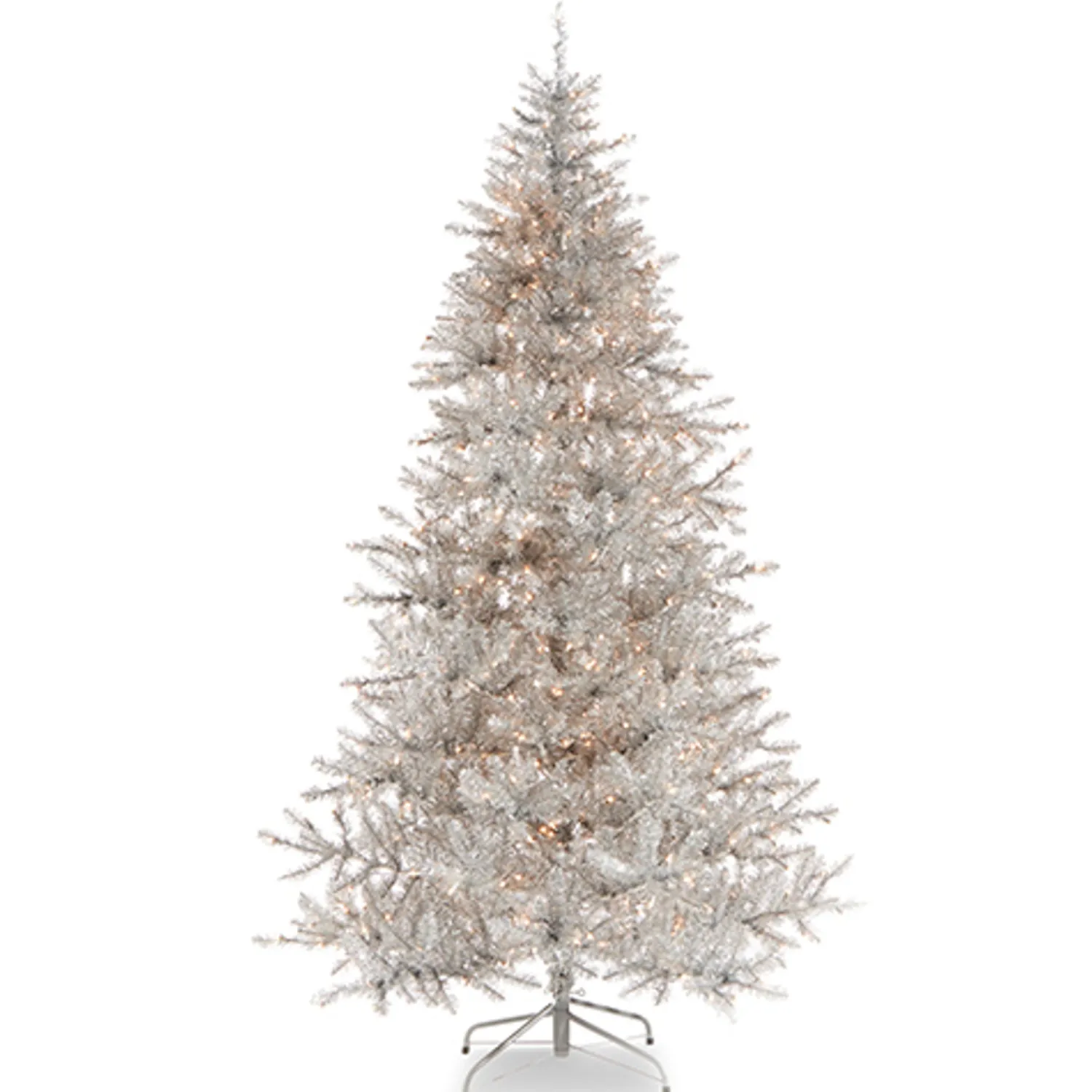 Clearance The Jolly Christmas Shop Raz 7.5' Or 9' Silver Tinsel Christmas Tree With Forever Lit Clear Lights