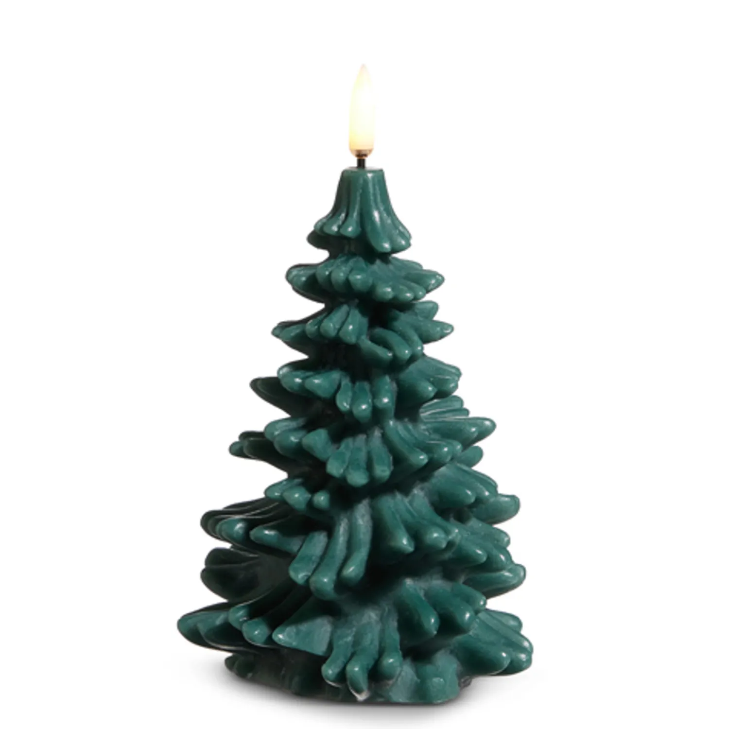 Hot The Jolly Christmas Shop Raz 5.5" Or 7" Uyuni Pine Green Tree Round Battery Operated Candle With Lighted Flickering Wick