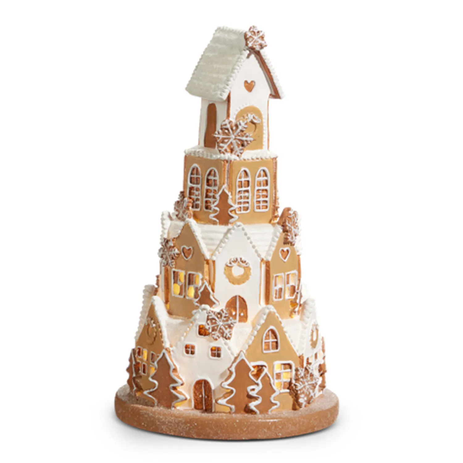 Discount The Jolly Christmas Shop Raz 8.5" Or 16" White Icing Lighted Round Christmas Gingerbread House Decoration