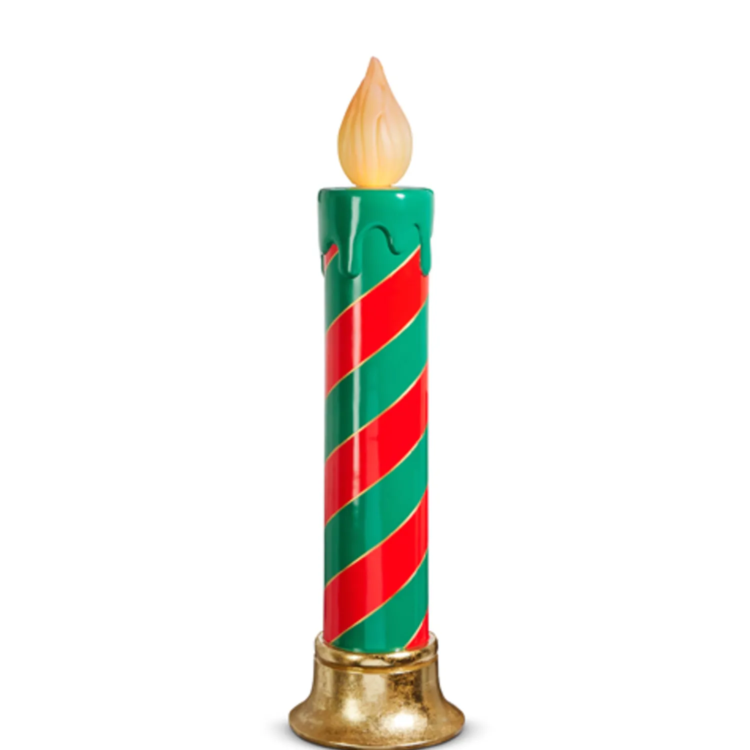 Hot The Jolly Christmas Shop Raz 29" Or 38"Large Red And Green Striped Lighted Candle Christmas Decoration
