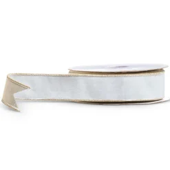 Sale The Jolly Christmas Shop Raz 1.5" Pale Blue With Gold Trim Wired Christmas Ribbon R4427750