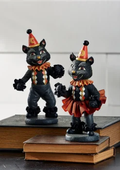 The Jolly Christmas Shop Raz 9" Party Scaredy Black Cat Halloween Figures Set Of 2 4407013