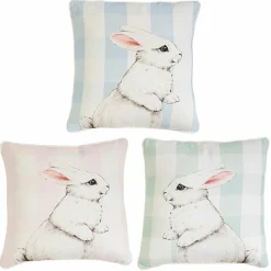 Hot The Jolly Christmas Shop Raz 16.5" Pastel Striped Bunny Easter Pillow 3909715