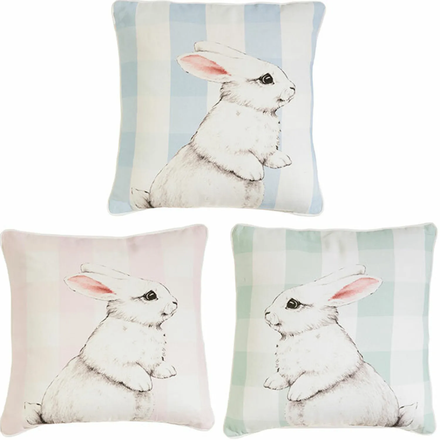 Hot The Jolly Christmas Shop Raz 16.5" Pastel Striped Bunny Easter Pillow 3909715
