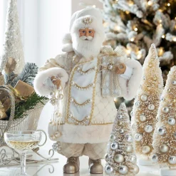 Discount The Jolly Christmas Shop Raz 18" Pearl And Jewel Champagne Santa Christmas Figure 4415583