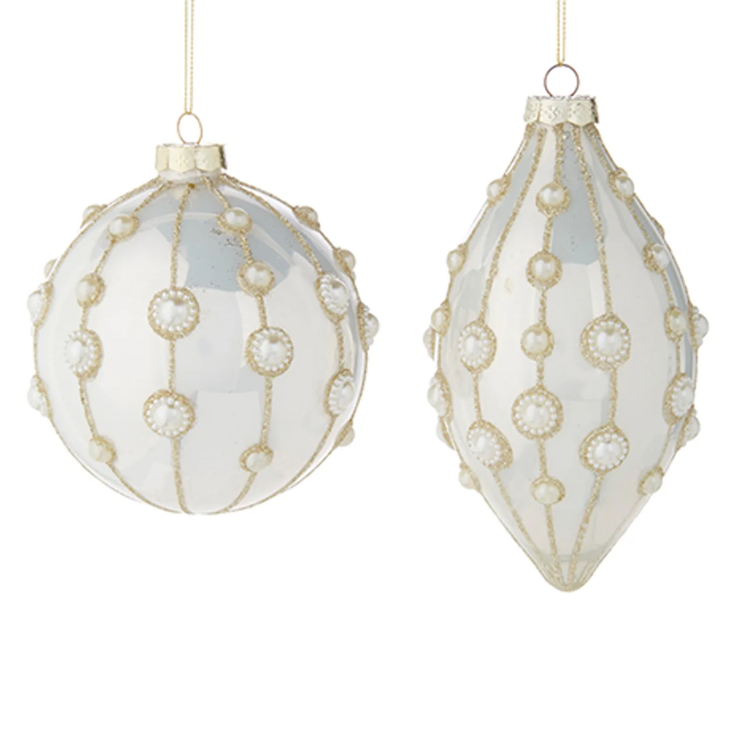 Sale The Jolly Christmas Shop Raz 4" Pearl Embellished White Glass Christmas Ornament 4222818