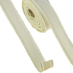 Outlet The Jolly Christmas Shop Raz 2.5" Pearl Trim Ivory Wired Christmas Ribbon R4327718