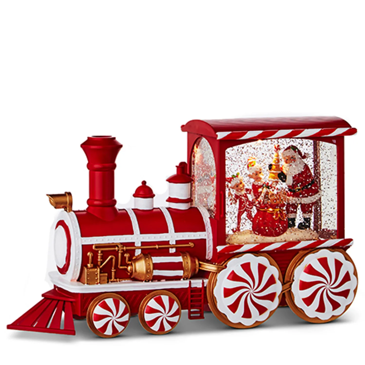 Best The Jolly Christmas Shop Raz 12.5" Peppermint Elves Musical Lighted Water Globe Train 4300753