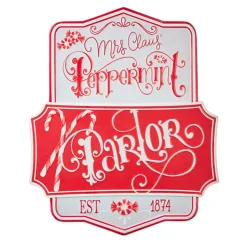 Sale The Jolly Christmas Shop Raz 21.75" Peppermint Parlor Embossed Metal Christmas Sign 4111274