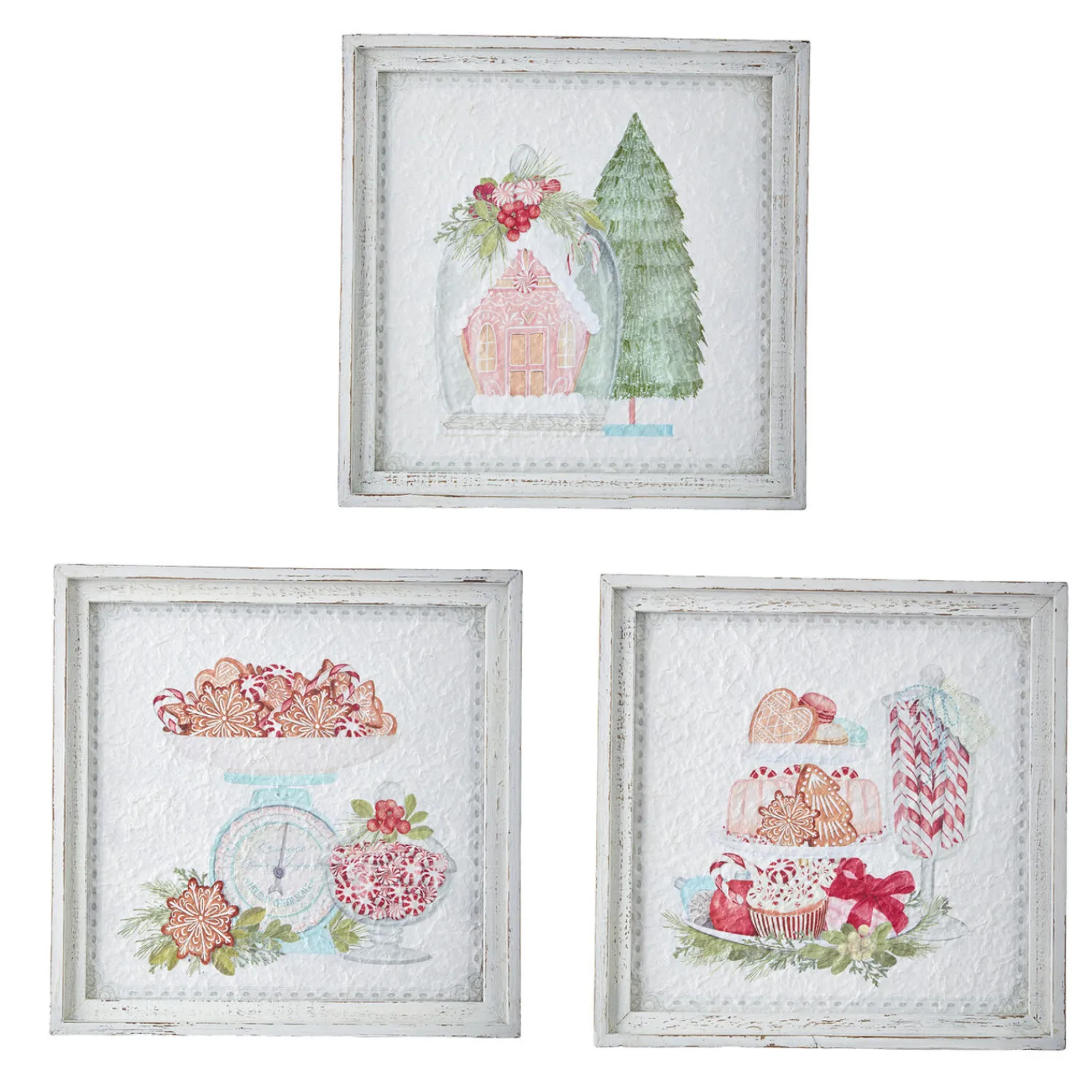 Sale The Jolly Christmas Shop Raz 14" Peppermint Parlor Textured Paper Framed Christmas Wall Art 4159152