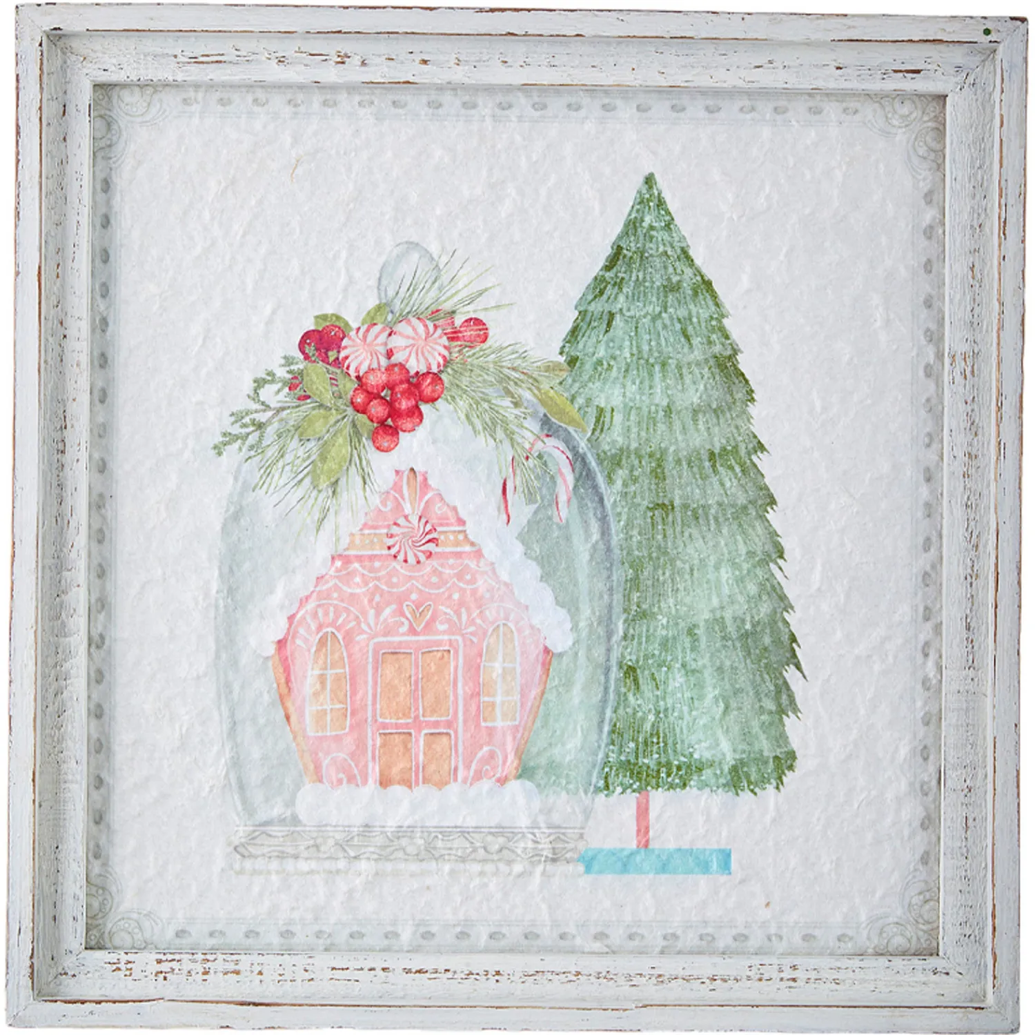 Sale The Jolly Christmas Shop Raz 14" Peppermint Parlor Textured Paper Framed Christmas Wall Art 4159152