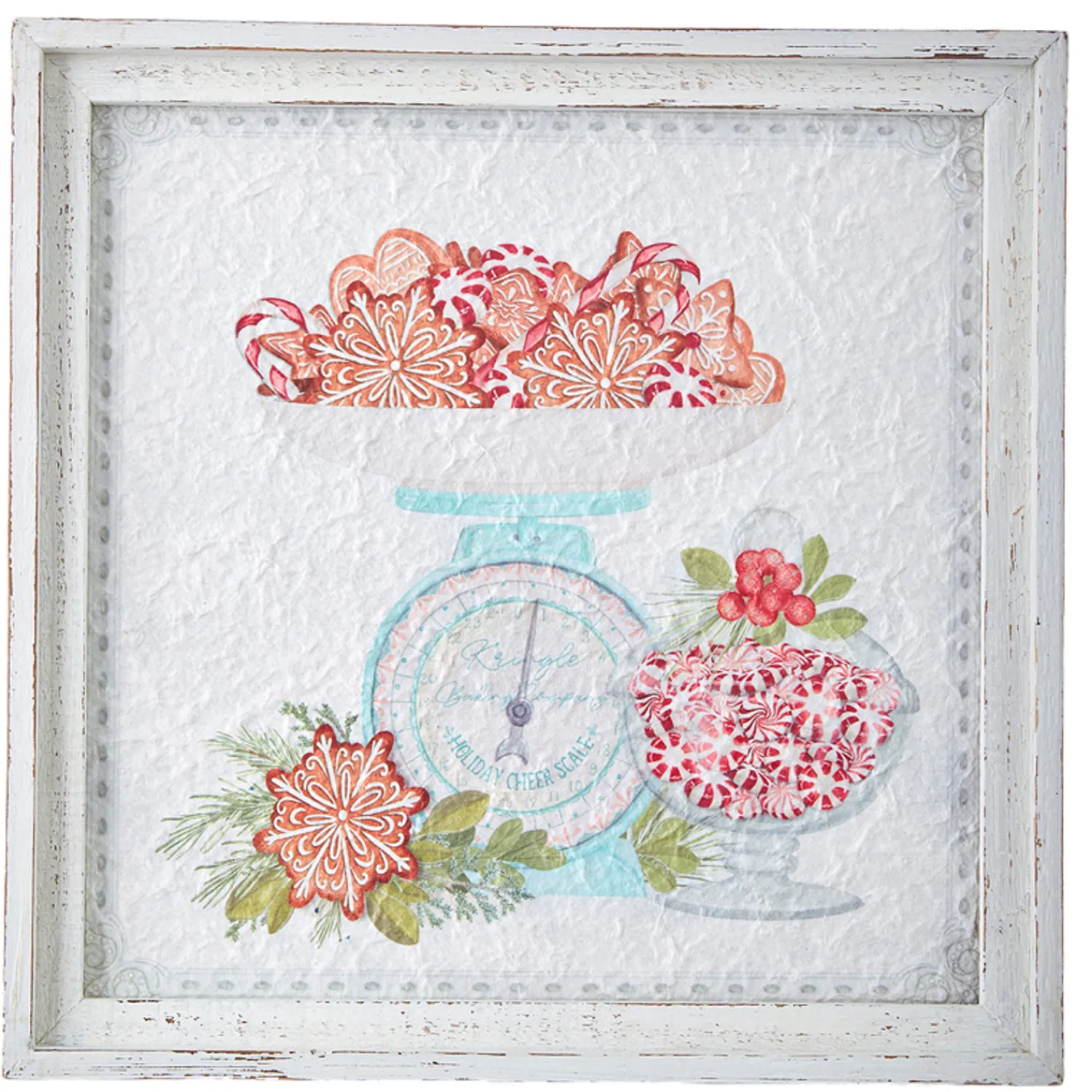 Sale The Jolly Christmas Shop Raz 14" Peppermint Parlor Textured Paper Framed Christmas Wall Art 4159152