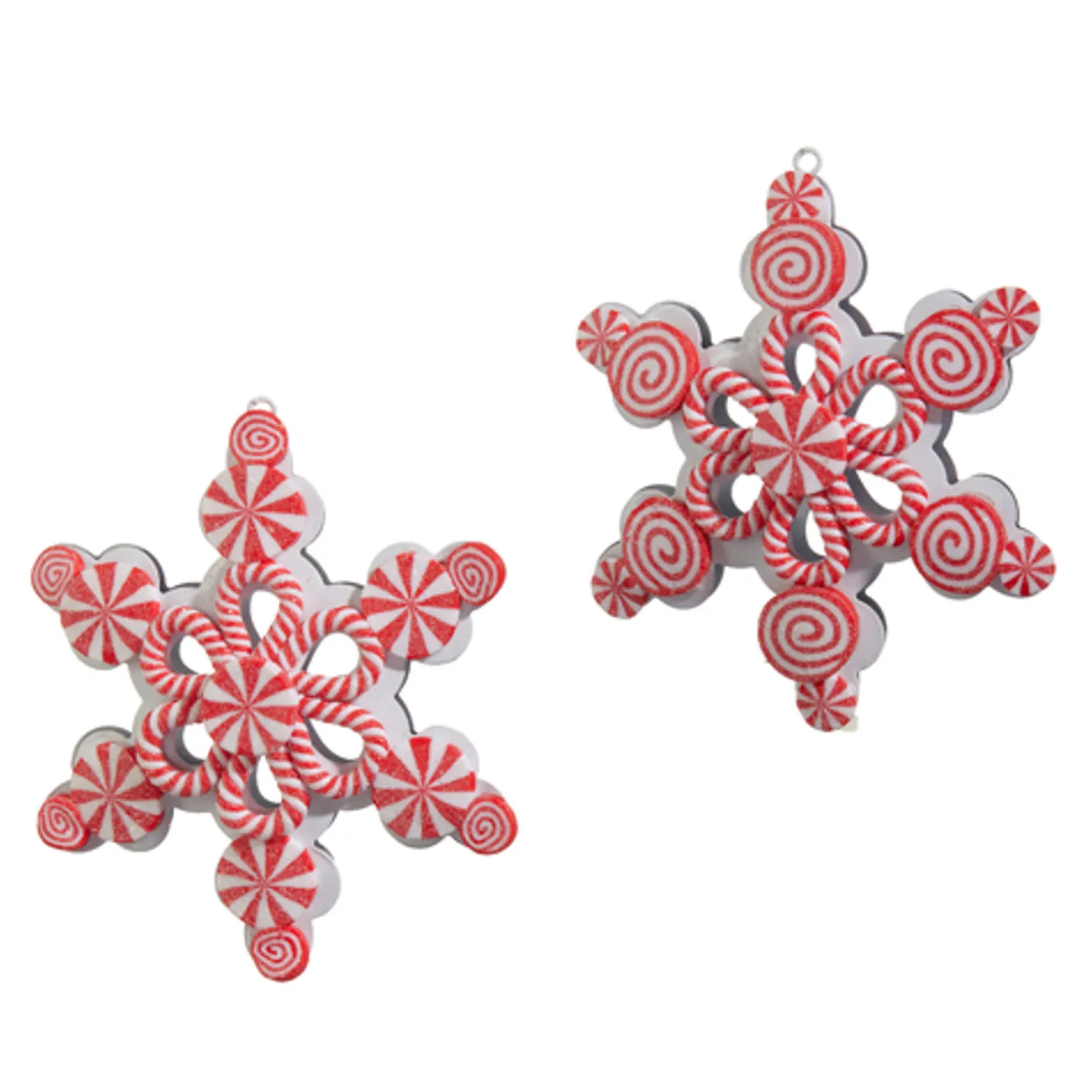 Online The Jolly Christmas Shop Raz 5" Peppermint Snowflake Christmas Ornament Set Of 2 4415556